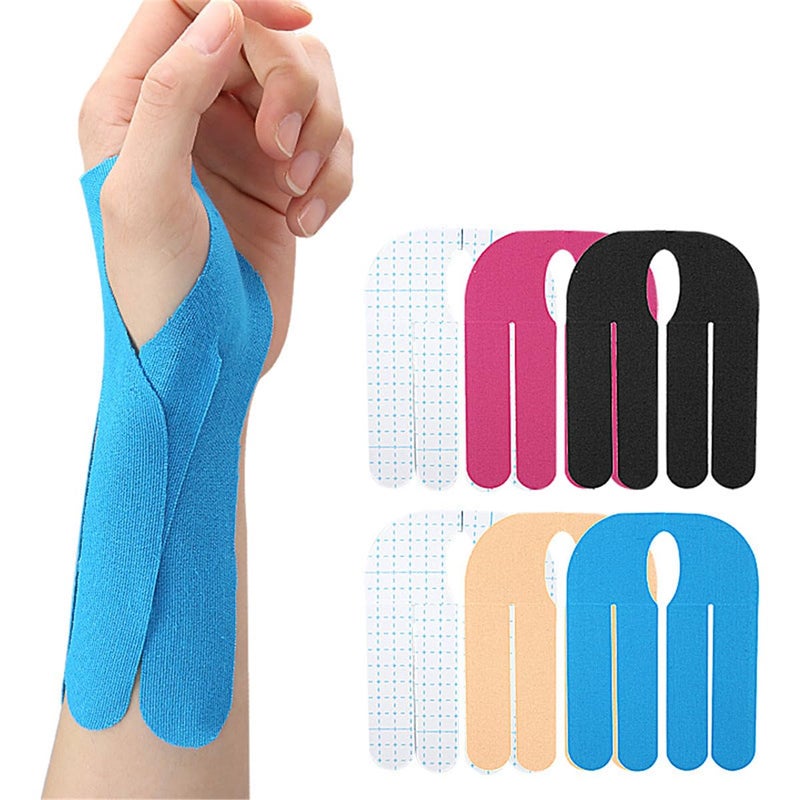 Precut Kinesiology Tape for Wrist, 12 Pcs Breathable Elastic Athletic Tape Wrist Support Muscle Tape Patches, Waterproof Kinesiology Recovery Tape Adhesive Sports Tape for Muscle Exercise Hand Support
